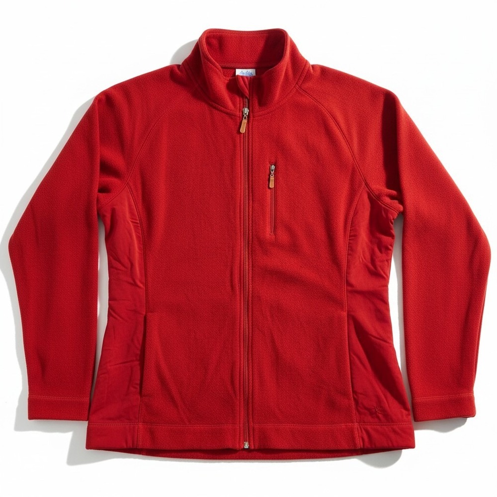 Danskin Now Womens Red Full Zip Fleece Jacket Mock Neck XL 16-18 DL49T003